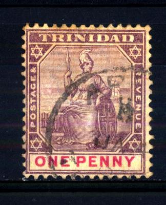 TRINIDAD AND TOBAGO - 1896-1900 - Britannia sitting. Color Printed Value of