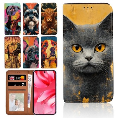 Gold Folie Tier Design Leder Cover Case für Google Pixel 678/Pixel 9A 9Pro