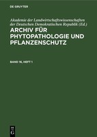 Archiv FüR Phytopathologie Und Pflanzenschutz. Band 16, Heft 1 Akademie Der Land