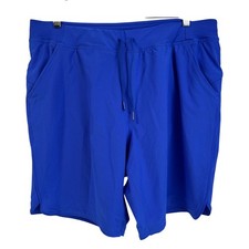 Lands End Womens Royal Blue Swim Board Shorts with Liner 16 Pockets Drawstring