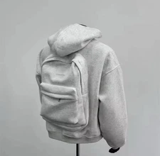Men’s Travel Hoodie with Built-In Backpack – Gray Sweatshirt M–4XL