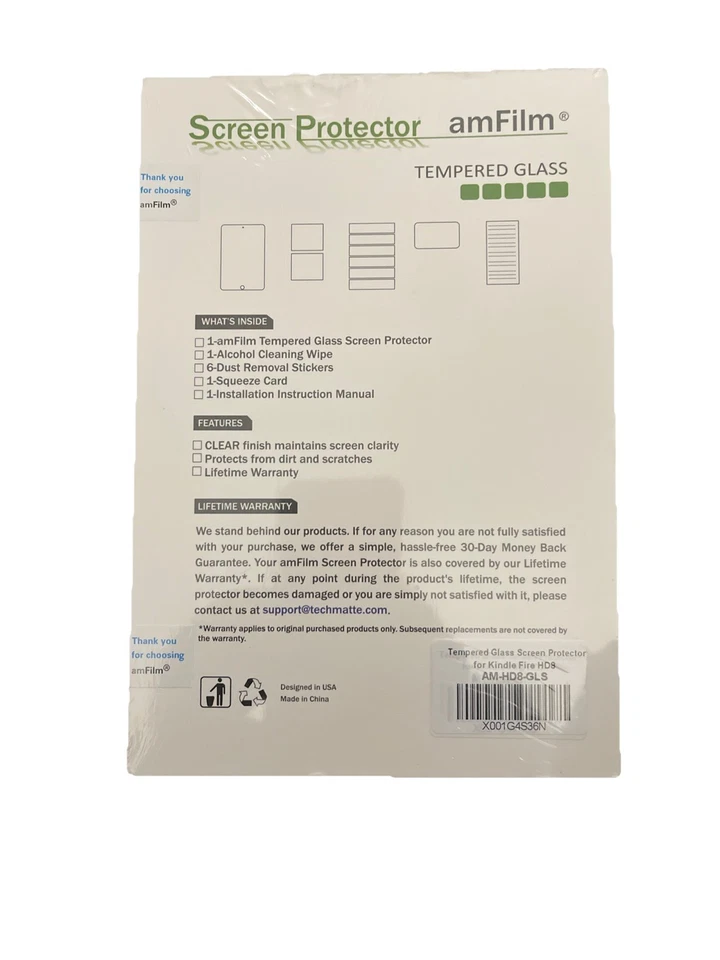 Tempered Glass Screen Protector For Amazon Kindle Fire HD 8” Tablet. AM-HD8-GLS. - Image 2 of 3