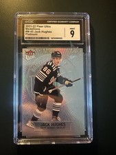 2021-22 Fleer Ultra Medallions Platinum /100 Jack Hughes #M-45 CGC 9 Mint!