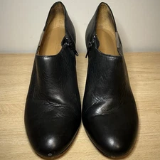 Coach Seneca Black Leather Heeled Ankle Booties Chic Polished Sleek Modern Style