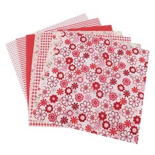 7 Pcs 25x25cm Red Flower Series Cotton Fabric Squares for Sewing Quilting
