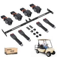 10L0L 4 Passenger/2 2 Seats Golf Cart Seat Belts Kit-3 Point,Universal Black