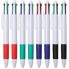 8-Count Multicolor Ballpoint Pen 0.7, 4-In-1 Colored Pens in Red, Blue, Green an
