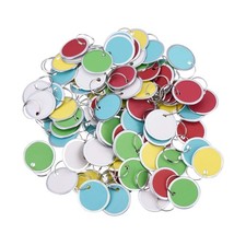 Panfanrel 100 Pieces White Key Tags Metal Round 31mm, Multicolor