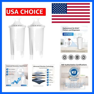High Efficiency Brita Compatible Water Filter Replacement, NSF Certified 2-Pack