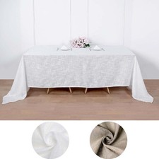 90x156" Rectangular Premium Faux Burlap Polyester Tablecloth Wedding Decorations