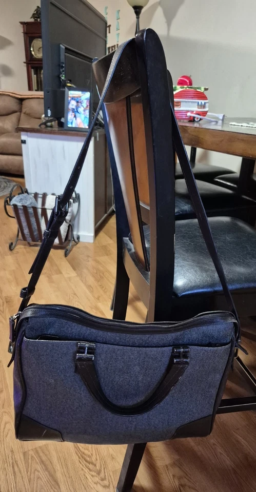 Tumi Astor Regis Slim Ziptop Brief Earl Gray Coated Canvas And Brown Leather - Image 2 of 4