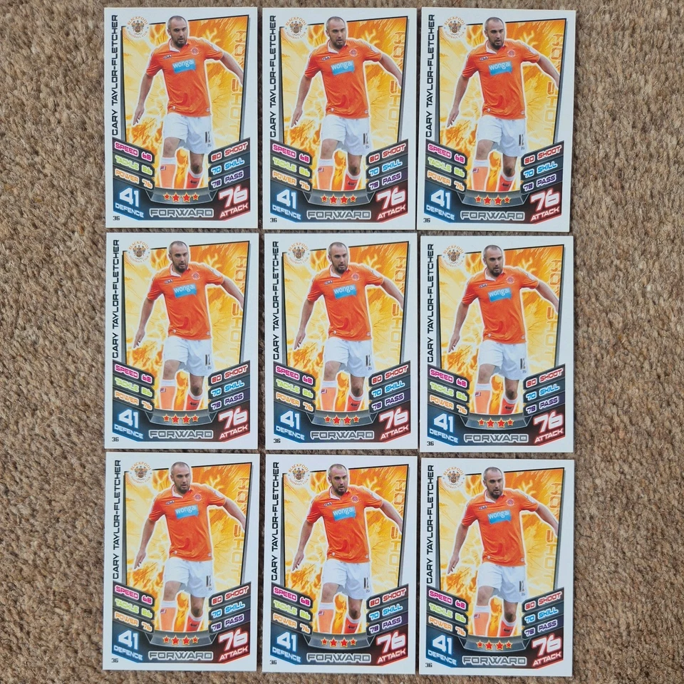 Gary Taylor-Fletcher Blackpool Match Attax Championship 12-13 x9 - Image 1 of 1