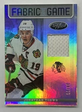 2012-13 PANINI CERTIFIED JONATHAN TOEWS RELIC FOG-JTO /75 FABRICS OF GAME JERSEY