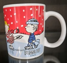 2 - Tasses à café Charlie Brown Peanuts Gang hiver neige patinage sur glace 