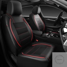 Universal FIT Piping Leather Two Front Seat Covers, Waterproof Faux Leather for