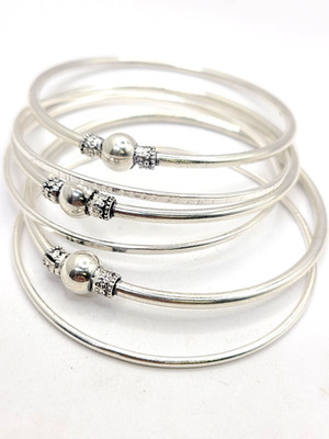 925 Sterling Silber Armreifen Set Schreibwaren Kugelarmband 48,4gr T.W. 60 mm Durchmesser