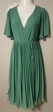 Gorgeous Lulus Green Wrap Pleated Dress ~ Medium