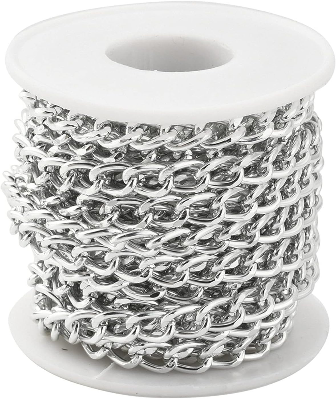 Cadenas de eslabones cruzados trenzados bañadas en plata con carrete para colgan