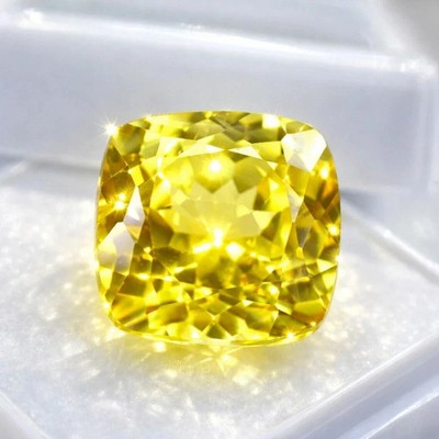 31 Ct Natural Yellow Sapphire Cushion Cut Certified Loose Gemstone