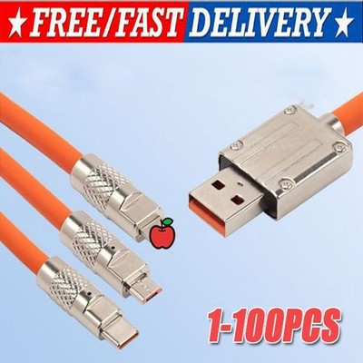 3in1 Fast Charging Cable Cell Phone Charger Cord For iPhone Type C Micro USB LOT