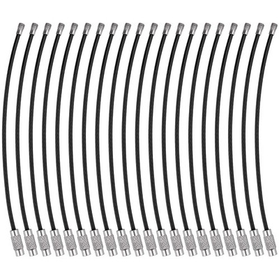 wisdompro Draht Schlüsselanhänger Kabel, 12er Pack 4,3 Zoll 4,3 Zoll 12er Pack, schwarz 