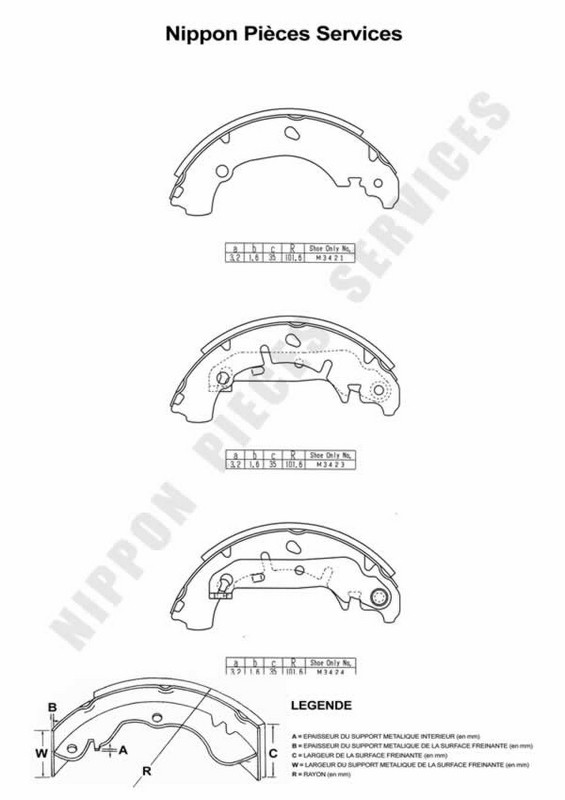 Garniture de frein NPS M350A19 reparation freinage tambour Ford