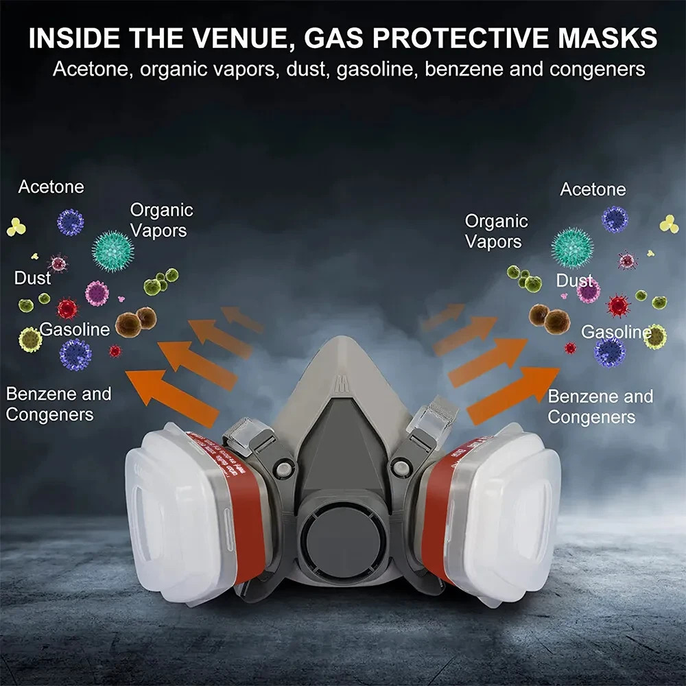 7 in 1 Half Face Gas Mask Facial Chemical Spray Paint Safety 6200 Respirator US