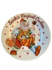 Santa's Magical Cookies Plate By Cheryl Ann Johnson Sakura Stoneware 7.5” Xmas