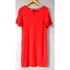 Talbots womens red midi dress medium 100% Cotton Resortwear Quiet Luxury