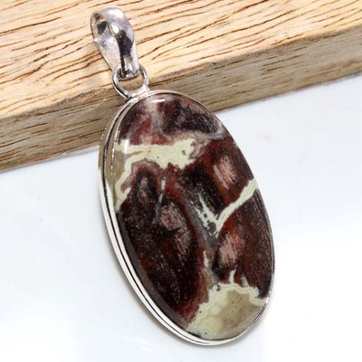 Red Jasper 925 Silver Plated Pendant 2.1'' Gemstone Jewelry Most Beautiful JW