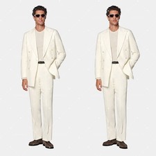Men's Suits Double-Breasted Peak Lapel Formal Business Outfit Slim Fit 2 Pieces