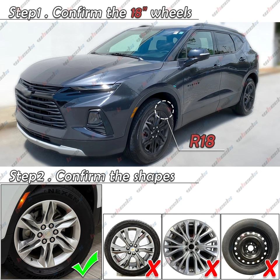 Tapacubos tapacubos negro mate para Chevrolet Blazer L LT 2019-2022 18" cubierta de rueda Foto 2 de 4