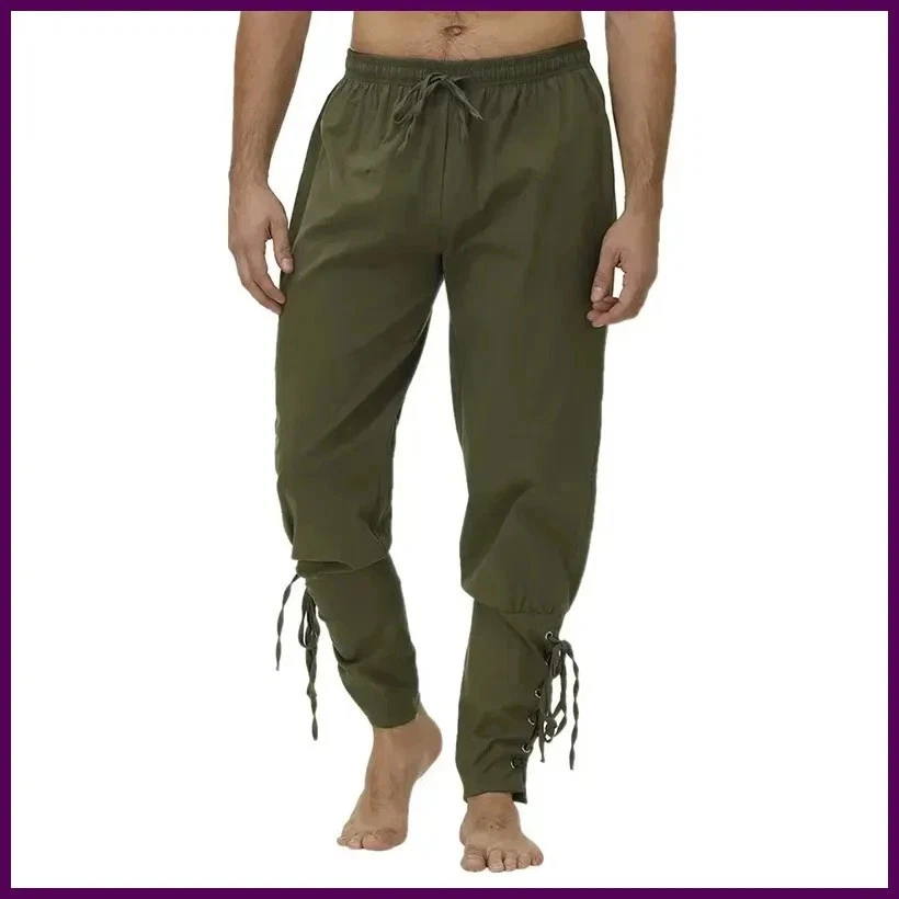 Lo último Pantalón Pirata Con Cordón Disfraz Vikingo para Hombre Pantalones Medievales Renacentistas Foto 3 de 4