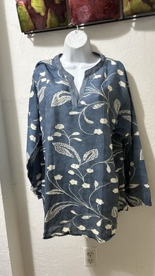NWT SHALLWE Womens Floral V Neck Blouse Long Sleeve Shirt Size L#8