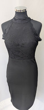 Boohoo Emamoda Black Lace Decolletage Detail Bodycon Dress Size S