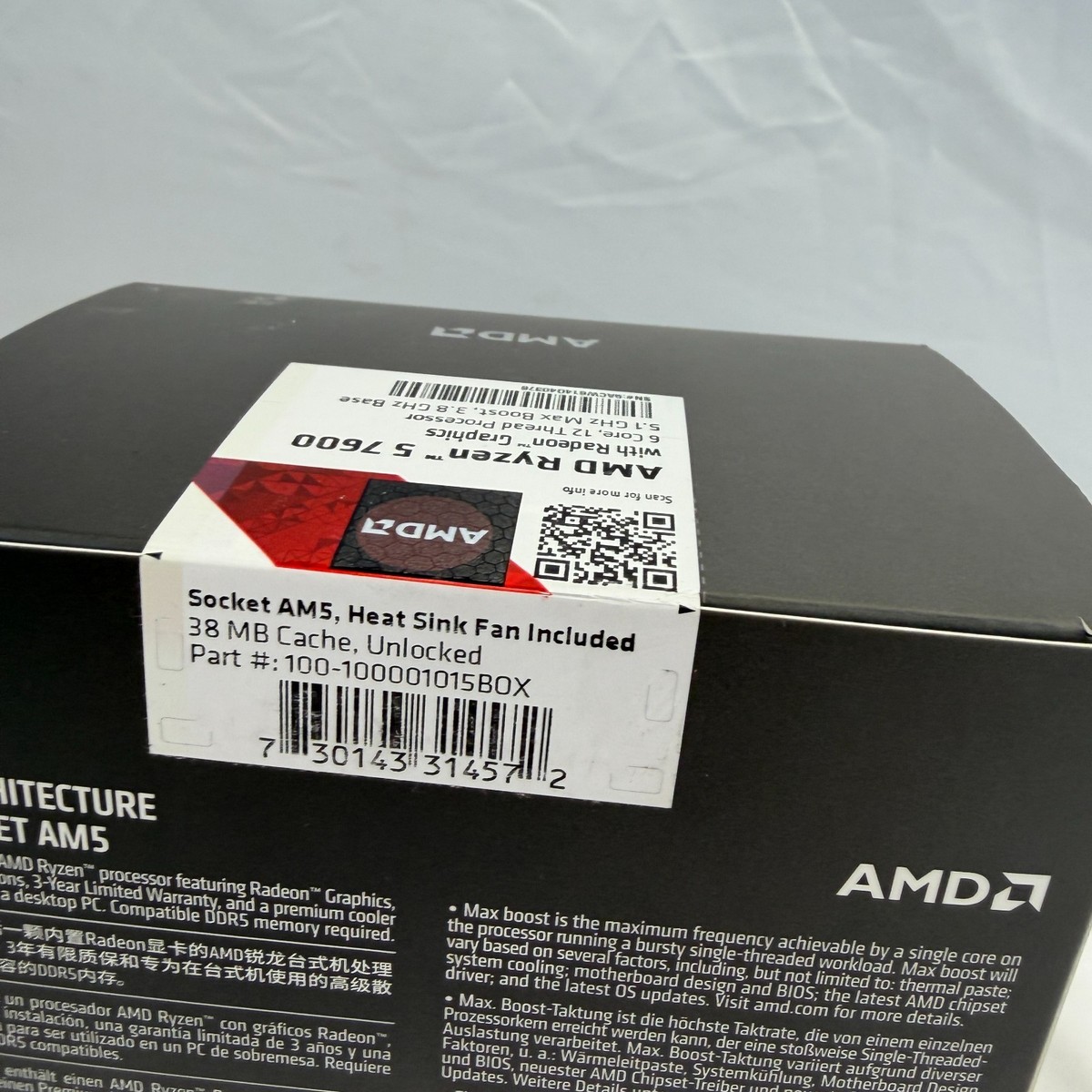 AMD Ryzen 5 7600 Processor (5.1 GHz, 6 Cores, Socket AM5) Boxed