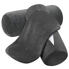 2 Pcs 16 x 6 Inches Velvet Neck Roll Pillow Ash Black, 16 x 6 Inches Ash Black
