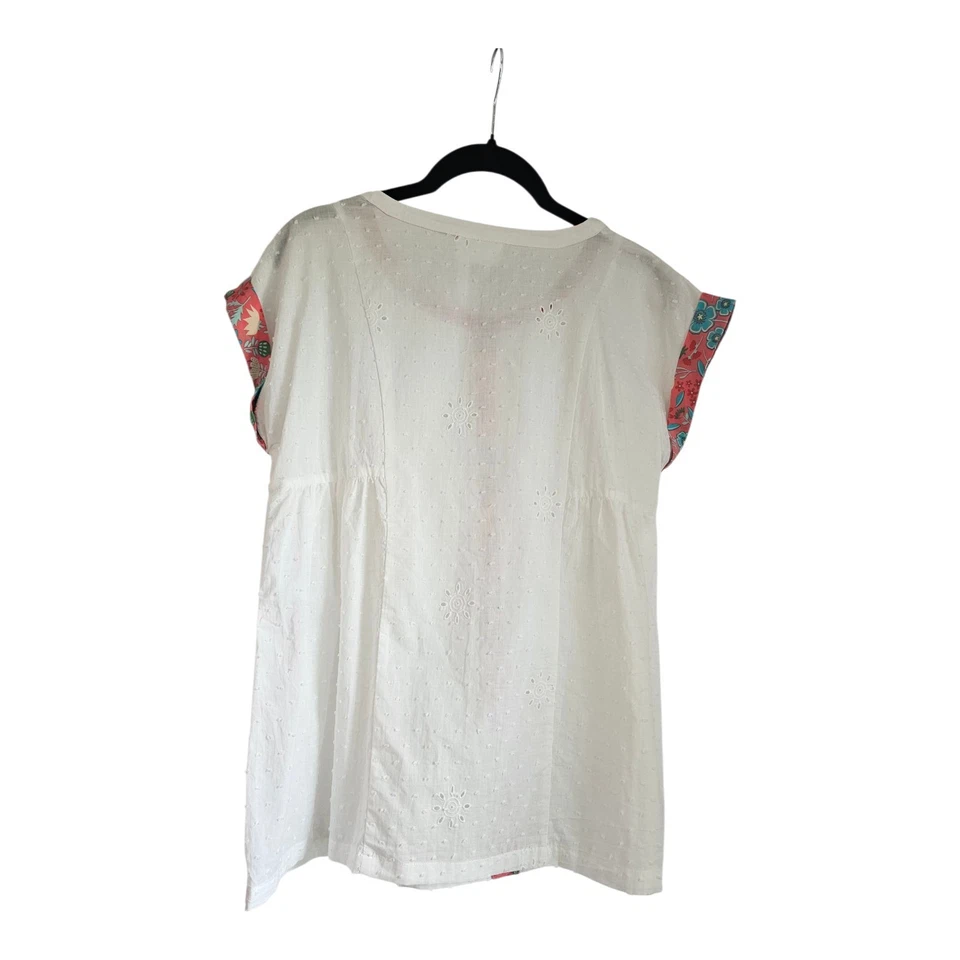 Matilda Jane Girls White Shirt Size 16 Short Sleeve Eyelet Button-Up 100% Cotton - Image 2 of 4