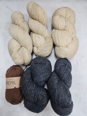 Lot of 5 Dundaga 100% Wool Yarn and I Drops Nepal Uni Colour Wool/Alpaca Yarn