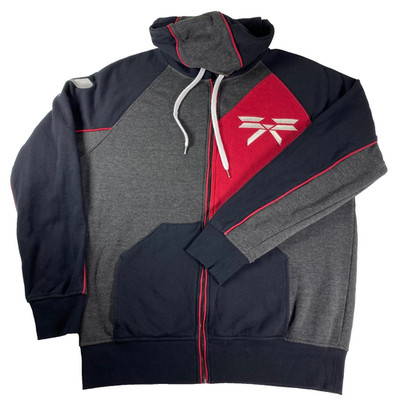 Bungie Net Mens XL Full Zip Hoodie Sweatshirt Red Black Gray Seth Spear Gaming