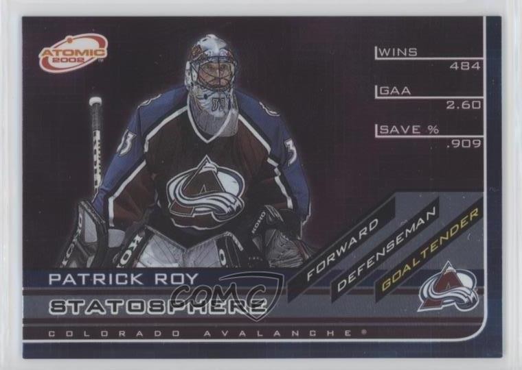 2001-02 Pacific Atomic Statosphere Patrick Roy #1 HOF 1o3