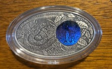 Fiji 2013 Year of Snake $10 Salus Hologram 1 Oz Antique Finish Silver Coin
