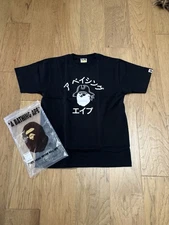 Authentic a bathing ape katakana pirate college tee t shirt black L new