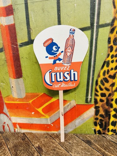 VINTAGE C. 1940 BUVEZ ORANGE CRUSH FAN SIGN COCA COLA COKE 7UP PEPSI DR PEPPER