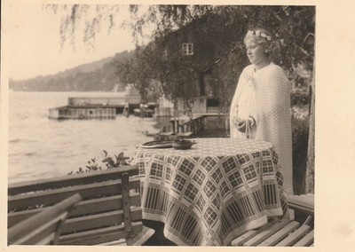 Photo postcard pretty girl with mother 1st Holy Communion - 1950s