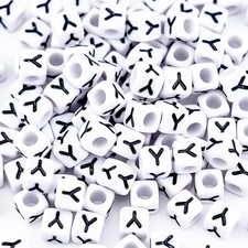 500Pcs Cube Letter Beads Y 6X6mm Single White Alphabet Craft Beads for Charms Je