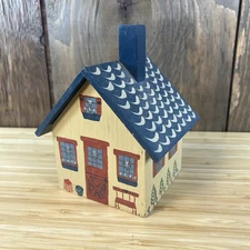 Primitive Wood Americana Hand Crafted Country Folk Art Saltbox House Signed