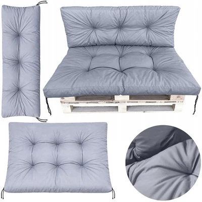 Ensemble de coussins de palette 120 x 80 + 120 x 40 gris dossier d'assise éta... - Photo 1/4