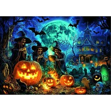 Graveyard Witches Halloween Jigsaw Puzzles Spooky House Decor Game Gift