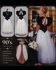 VTG"90 Black And White Lace Union Made Prom Formal Satin Tulle Dress